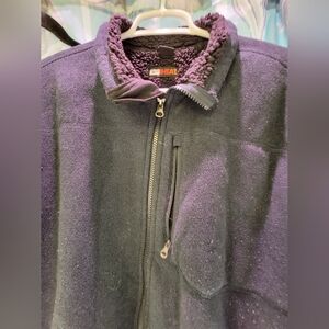 32° Heat M-L Black & Dark Green Warm Fleece Zip-Up Jacket With Pockets